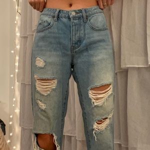 Light wash ripped boyfriend jeans
